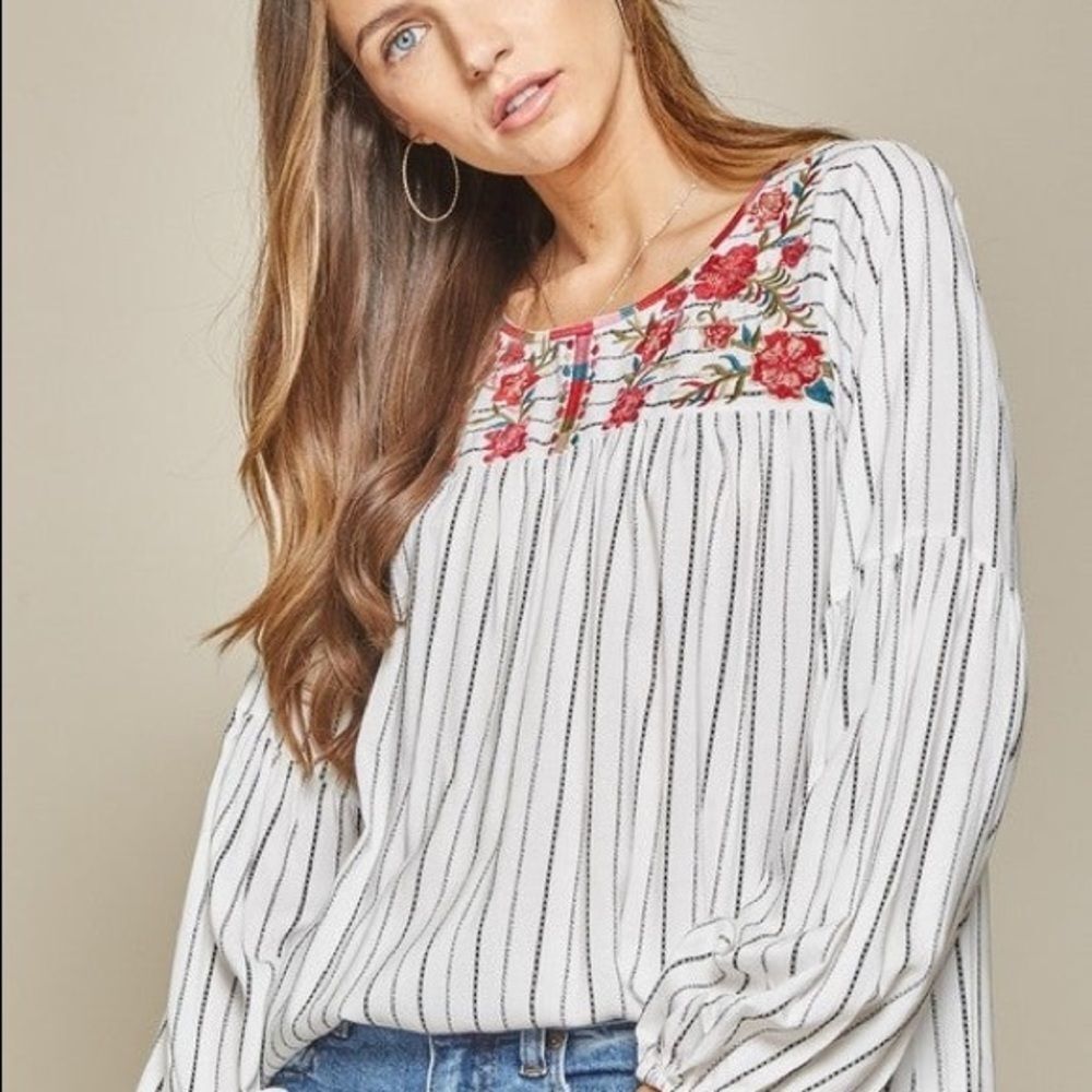 Embroidered Detail Top